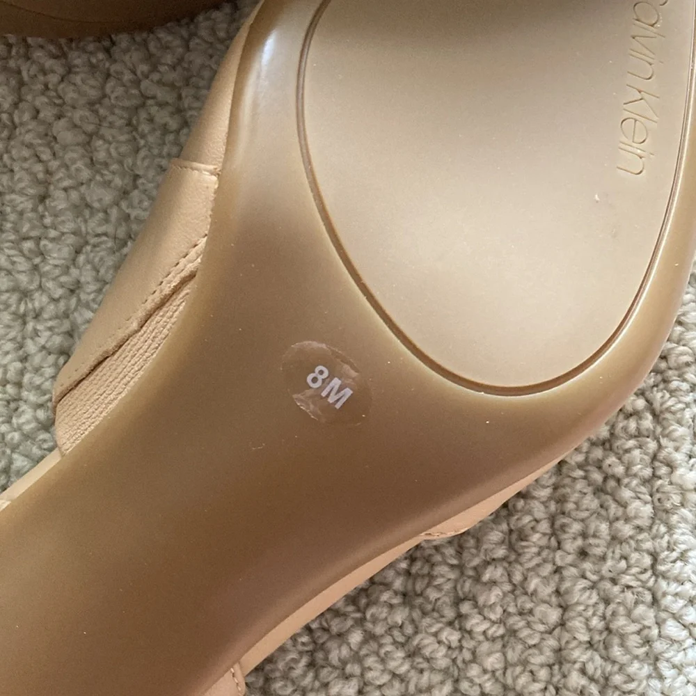 NEW Calvin Klein Slingback Nude Pumps Heels Wrap Around Kitten Mary Janes Sz 8 - Picture 7 of 12